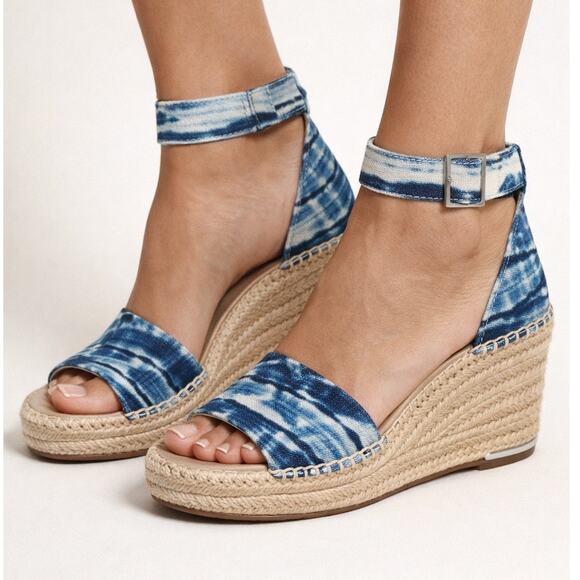 Franco Sarto Shoes - Franco Sarto L-Clemens Blue Tie Dye Platform Wedge Espadrille Sandal 7 New inbox